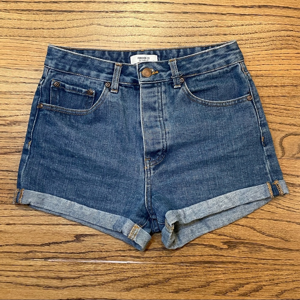 Forever 21 Blue Jean High Waisted Shorts